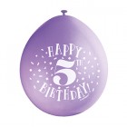  10 LATEX ΜΠΑΛΟΝΙΑ ΠΟΛΥΧΡΩΜΑ ''HAPPY 5th BIRTHDAY''